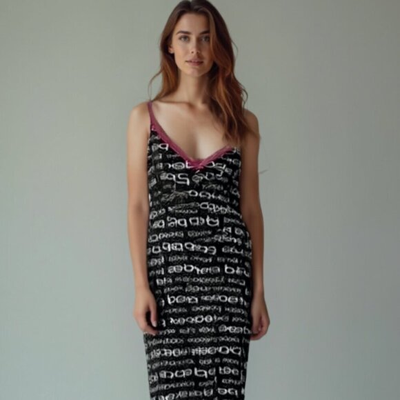 NWT Bebe Black and Pink Sleepwear Dress M - Picture 1 of 12